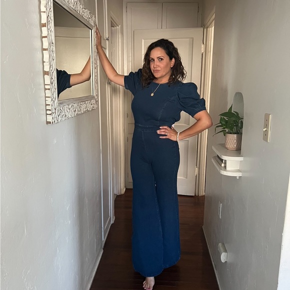 One piece Denim jumpsuit with open back - Picture 13 of 14